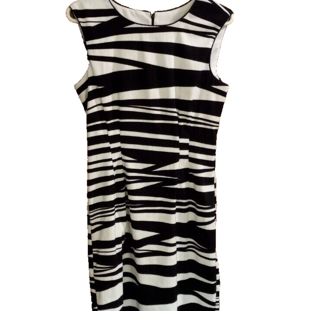 bisou bisou A Line Womans Dress zebra stripe size 10